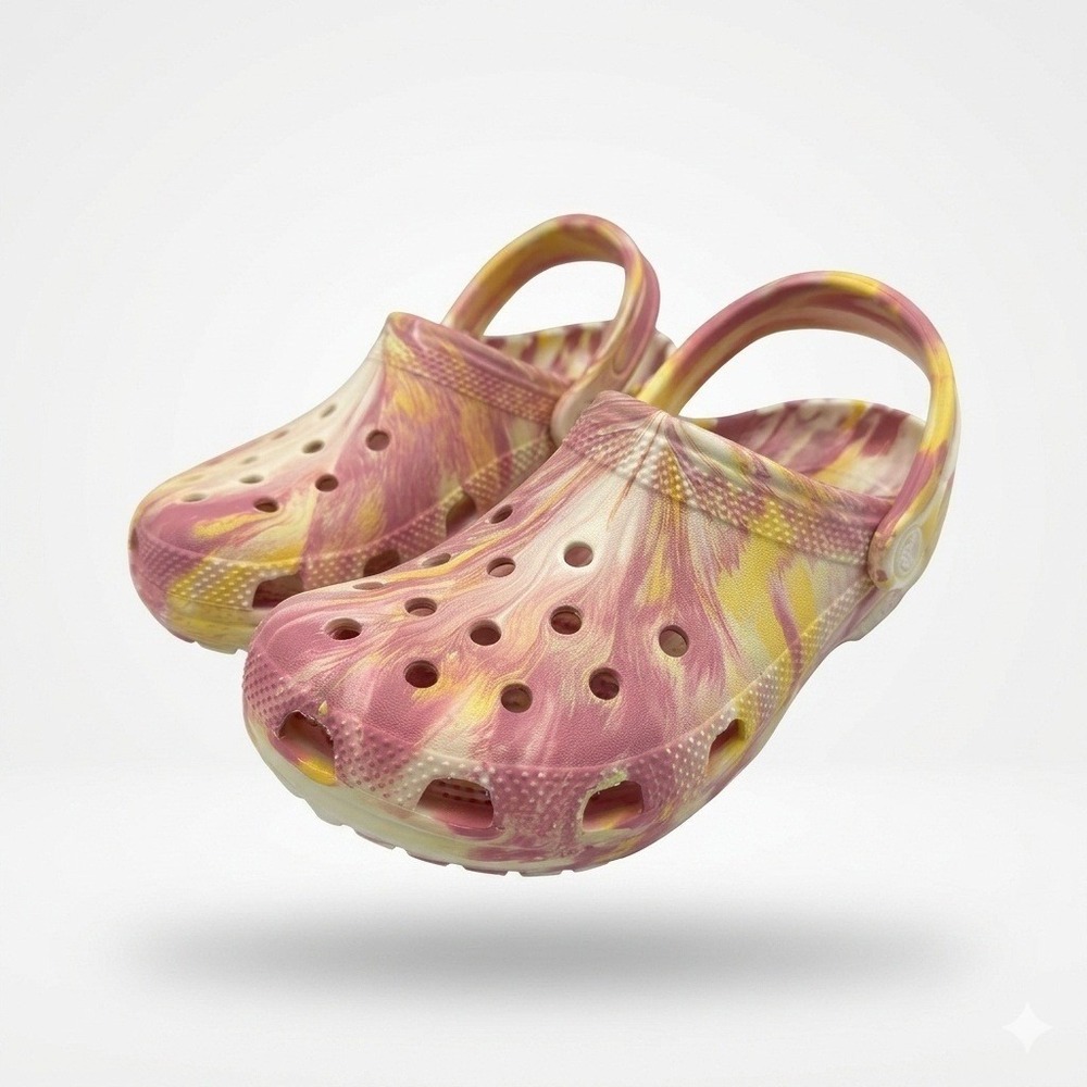 Crocs Classic Glow Marbled Clog Kids Size C11 Daylily Multi NWT 210718-78S